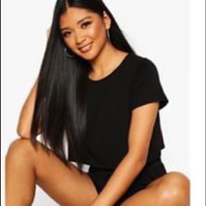 Boohoo cropped top and shorts pj set